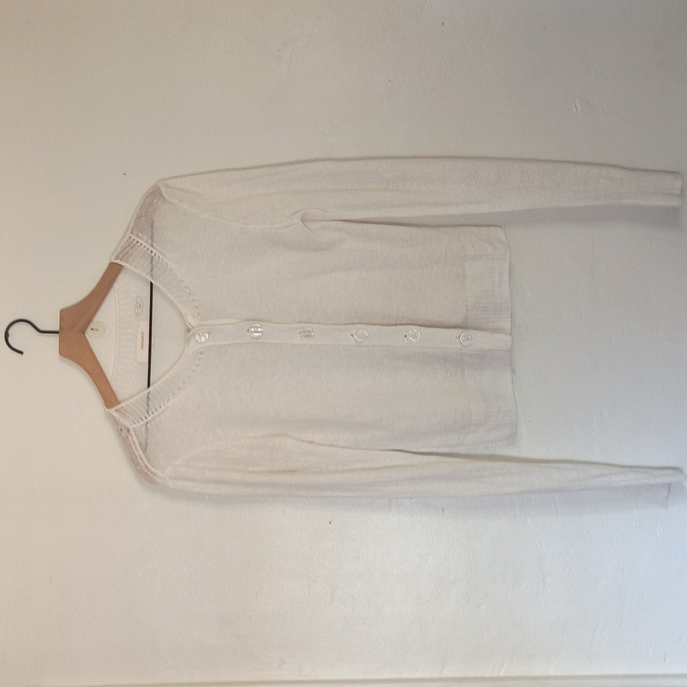 Inhabit Cream White 100% Linen Open Knit Women's Cardigan Sz Large